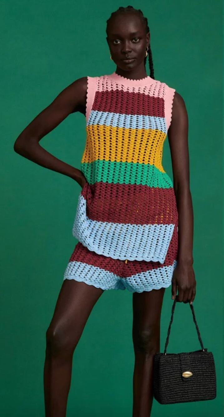& Other Stories x Sindiso Khumalo | NWT Colour-Blocked Hand-Crocheted Top M